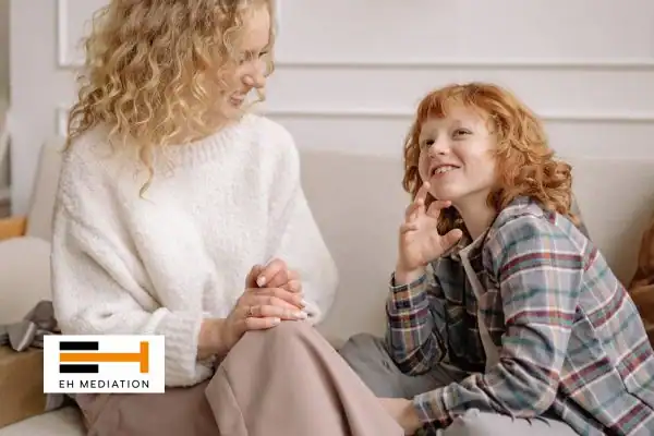 Happy mother and child after sorting child arrangements mediation Cleator Moor